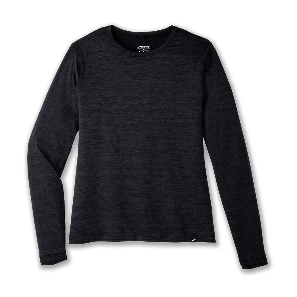 Brooks Women's Luxe Long Sleeve Heather Deep Black Main image