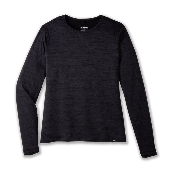 Brooks Women's Luxe Long Sleeve Heather Deep Black