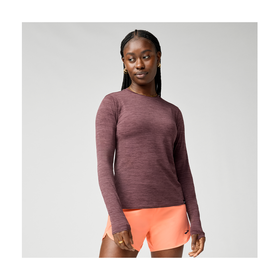 Brooks Women's Luxe Long Sleeve Heather Cocoa Main image