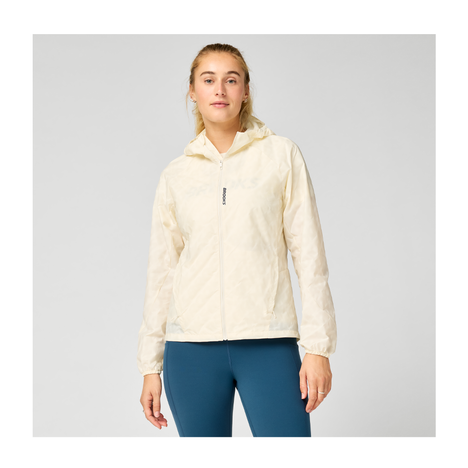 Brooks Women's Canopy Reflective Jacket Reflective Wordmark Bone Main image