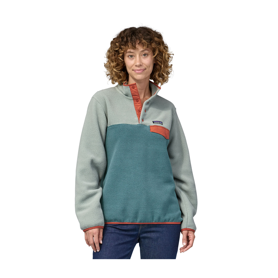 Patagonia Women's Lightweight Synchilla Snap-T Pullover Nouveau Green w/Sleet Green