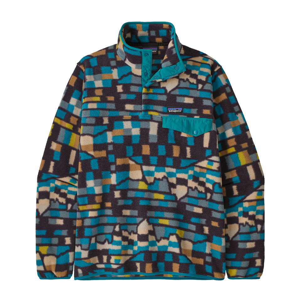 Patagonia Men's Lightweight Synchilla Snap-T Pullover Fitz Roy Patchwork: Belay Blue