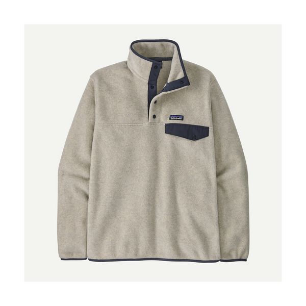 Patagonia Men's Lightweight Synchilla Snap-T Fleece Pullover Oatmeal Heather w/New Navy