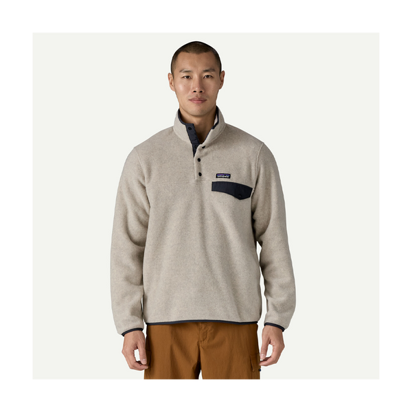 Patagonia Men's Lightweight Synchilla Snap-T Fleece Pullover Oatmeal Heather w/New Navy
