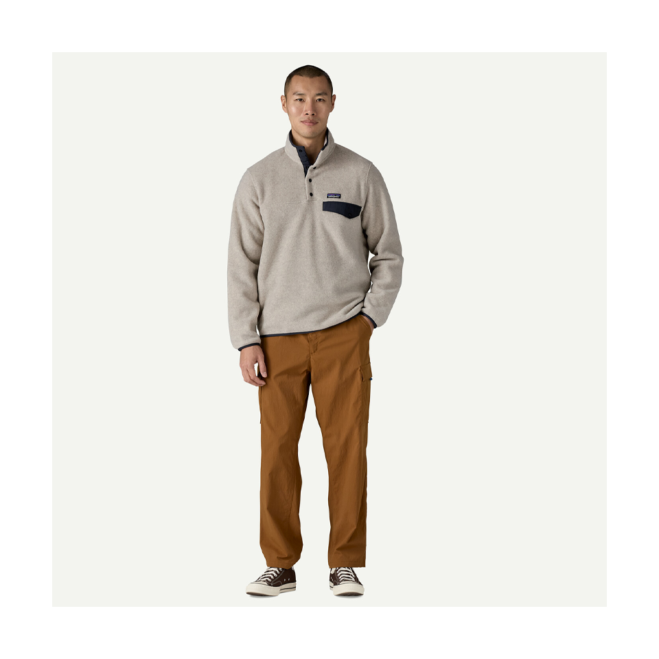 Patagonia Men's Lightweight Synchilla Snap-T Fleece Pullover Oatmeal Heather w/New Navy