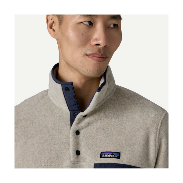 Patagonia Men's Lightweight Synchilla Snap-T Fleece Pullover Oatmeal Heather w/New Navy