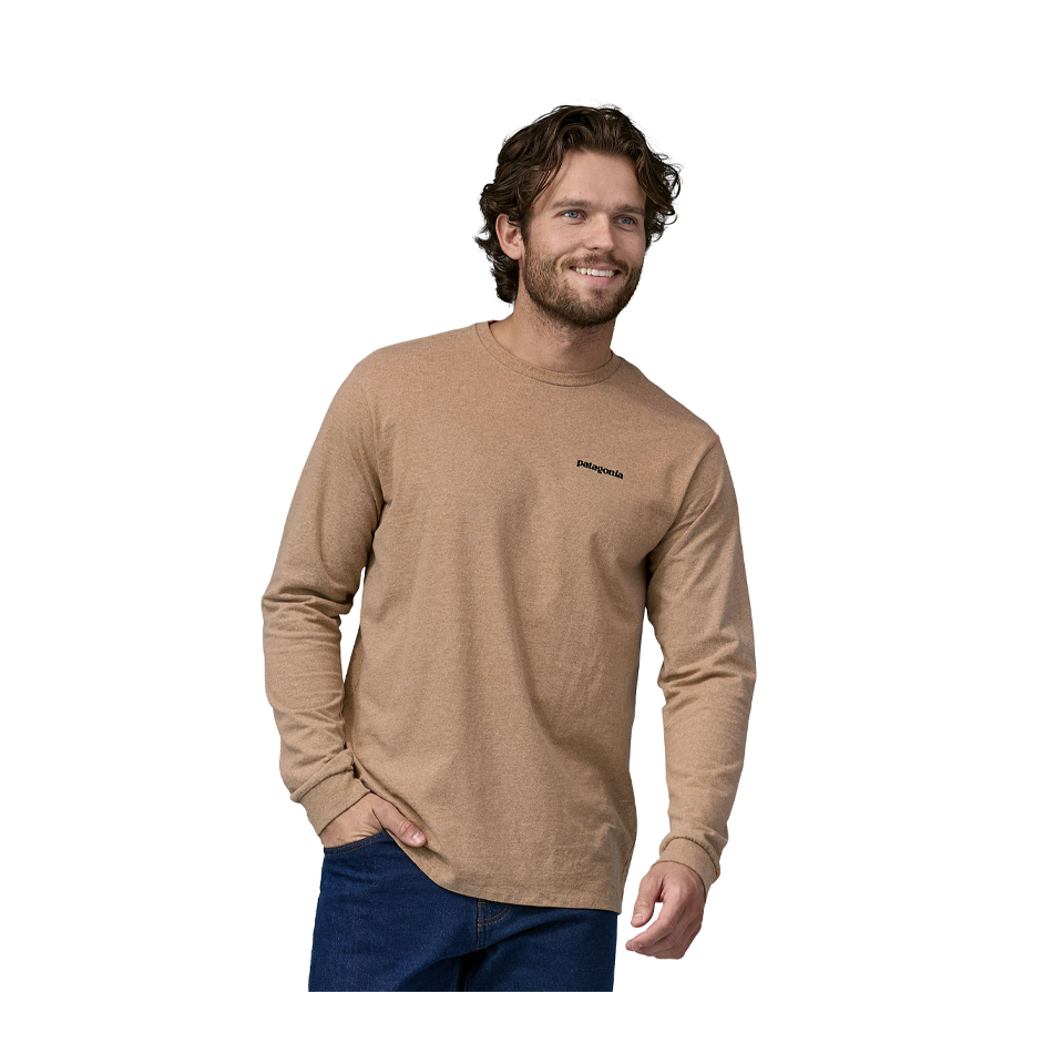 Patagonia Men's Long-Sleeved P-6 Logo Responsibili-Tee Grayling Brown