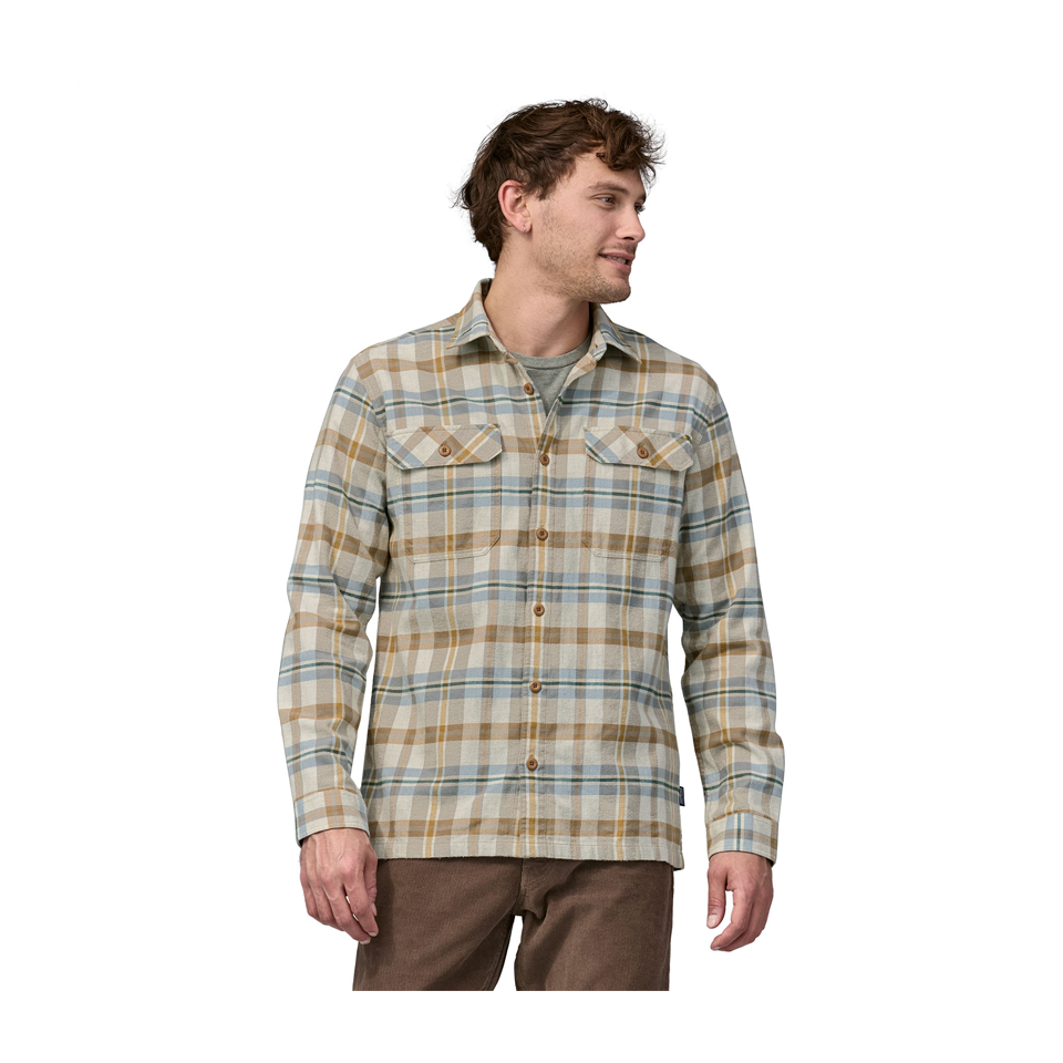 Patagonia Men's Long-Sleeved Organic Cotton Midweight Fjord Flannel Shirt Fields: Natural
