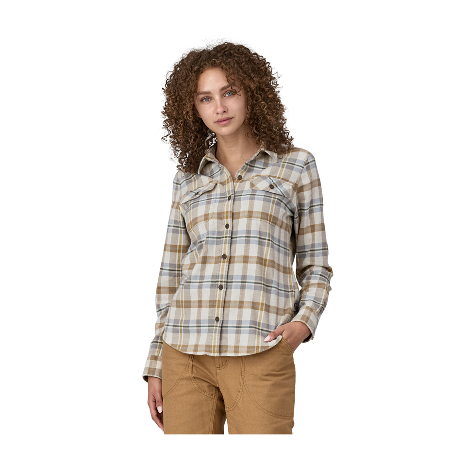 Patagonia Women's Long-Sleeved Organic Cotton Midweight Fjord Flannel Shirt Fields: Natural S