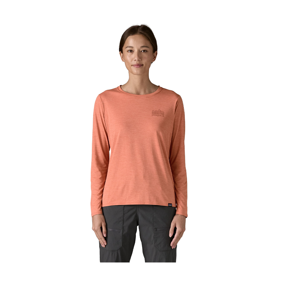 Patagonia Women's Long-Sleeved Capilene Cool Daily Graphic Shirt Strataspire: Moment Pink X-Dye