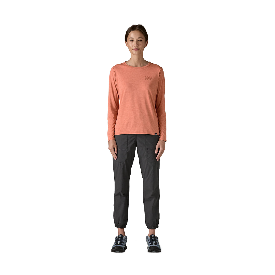 Patagonia Women's Long-Sleeved Capilene Cool Daily Graphic Shirt Strataspire: Moment Pink X-Dye