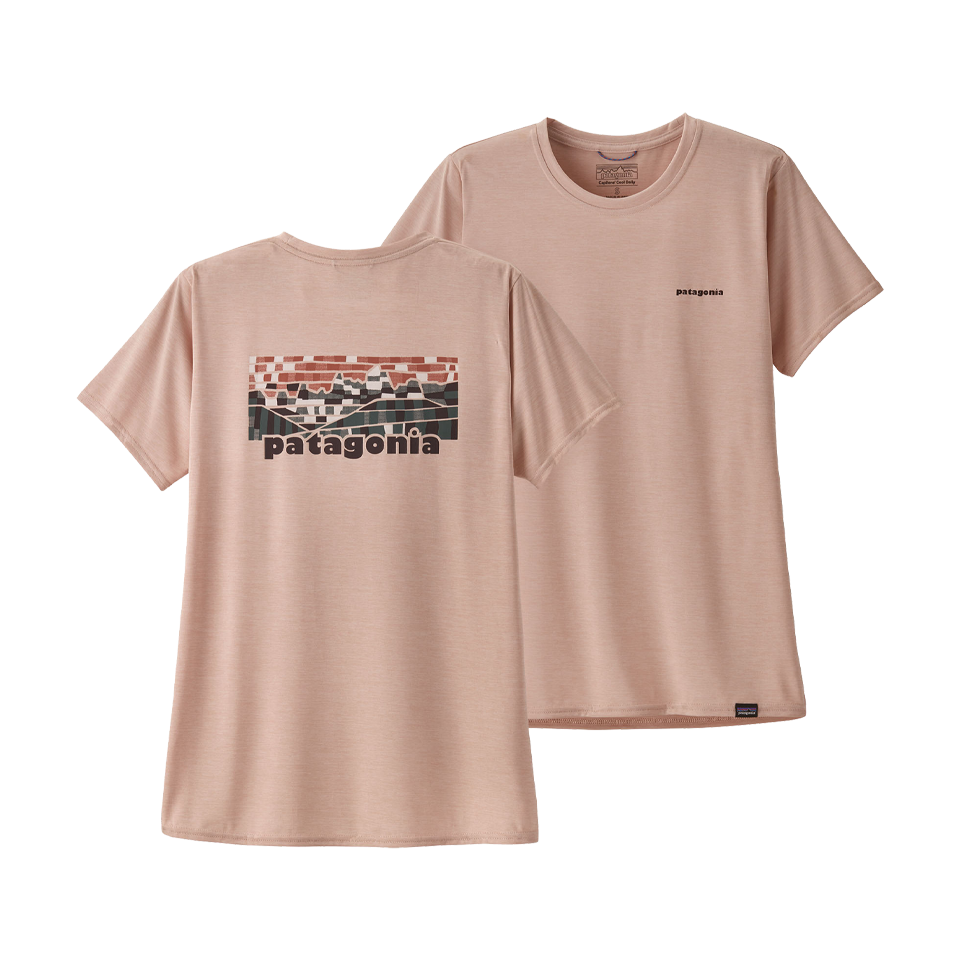 Patagonia Women's Capilene Cool Daily Graphic Shirt Fitz Roy Elements: Cozy Peach X-Dye