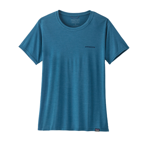 Patagonia Women's Capilene Cool Daily Graphic Shirt - Waters Boardshort Logo: Wavy Blue X-Dye