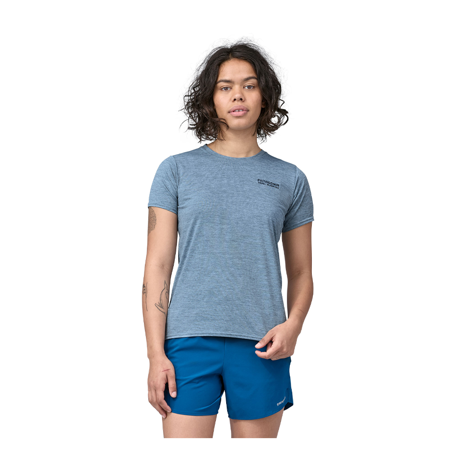 Patagonia Women's Capilene Cool Daily Graphic Shirt - Lands Tree Trotter: Steam Blue X-Dye