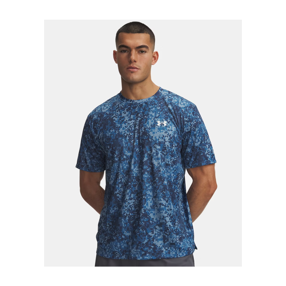 Under Armour Men's UA Tech Printed Short Sleeve Aegean Blue