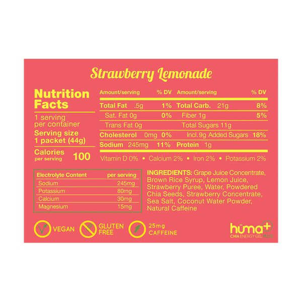 Huma Energy Gel Plus Strawberry Lemonade