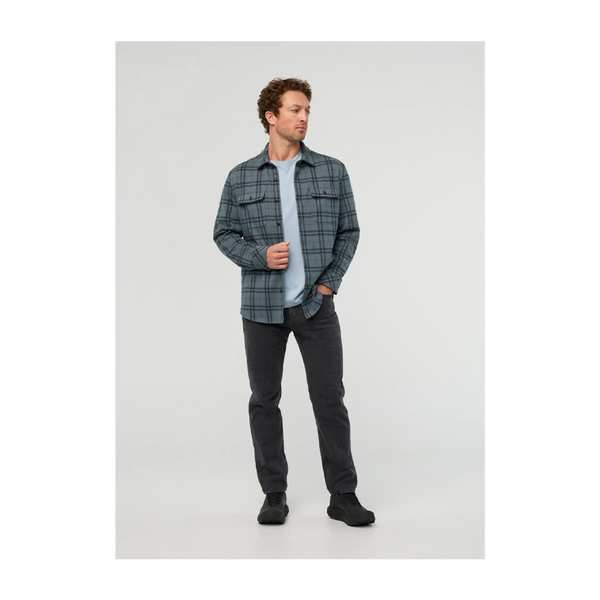 DUER Men's Performance Flannel Overshirt Marine Plaid