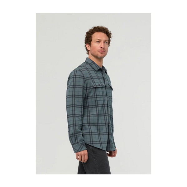 DUER Men's Performance Flannel Overshirt Marine Plaid