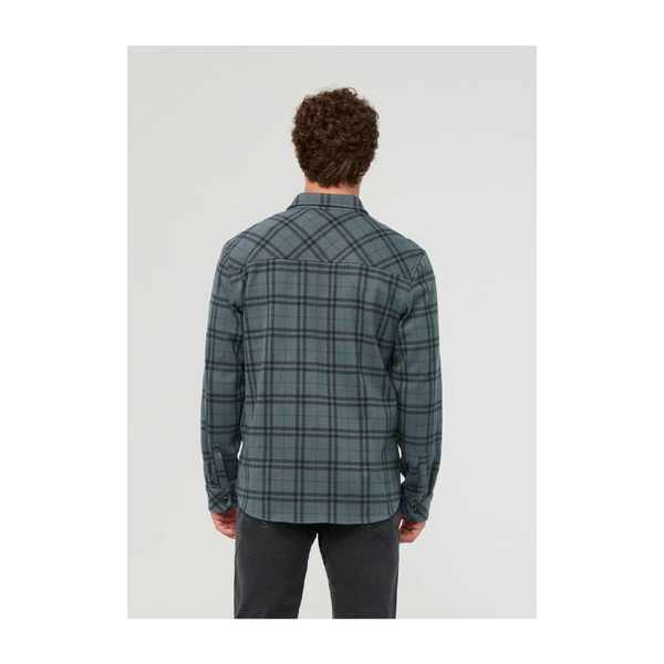 DUER Men's Performance Flannel Overshirt Marine Plaid