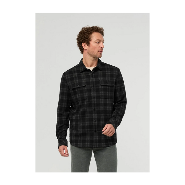 DUER Men's Performance Flannel Overshirt Black Plaid