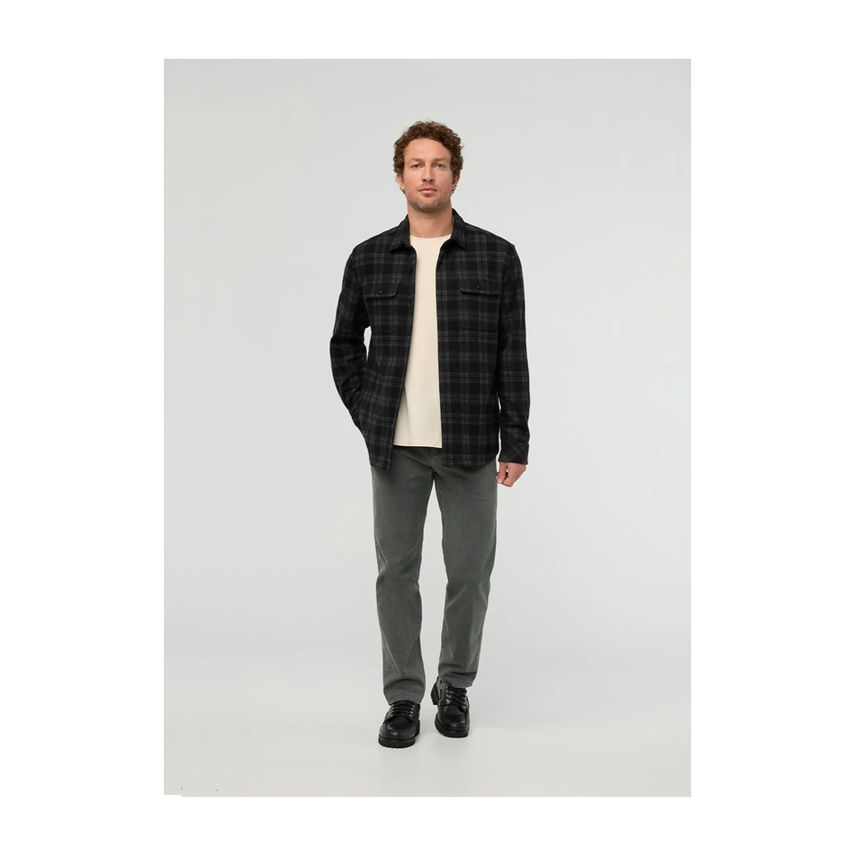 DUER Men's Performance Flannel Overshirt Black Plaid
