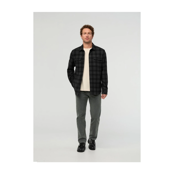 DUER Men's Performance Flannel Overshirt Black Plaid