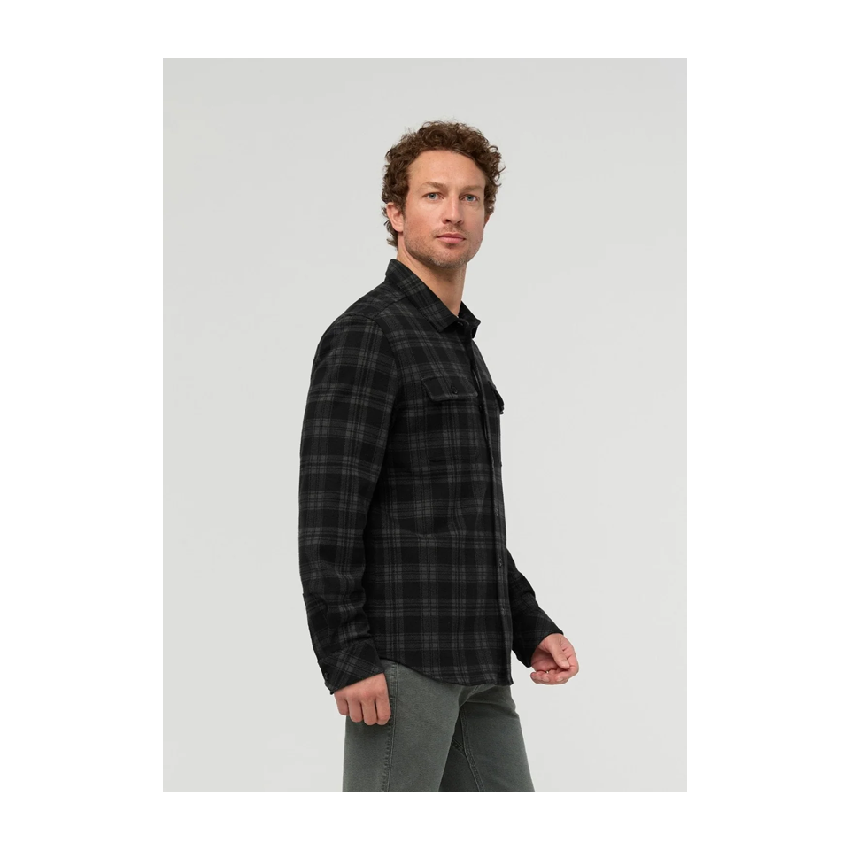DUER Men's Performance Flannel Overshirt Black Plaid