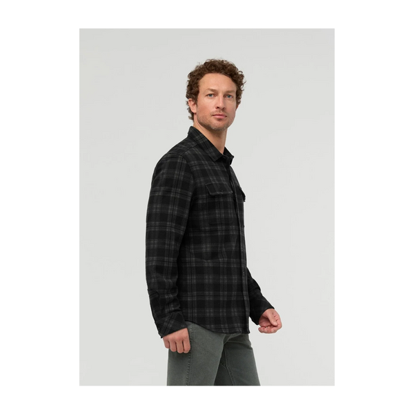 DUER Men's Performance Flannel Overshirt Black Plaid