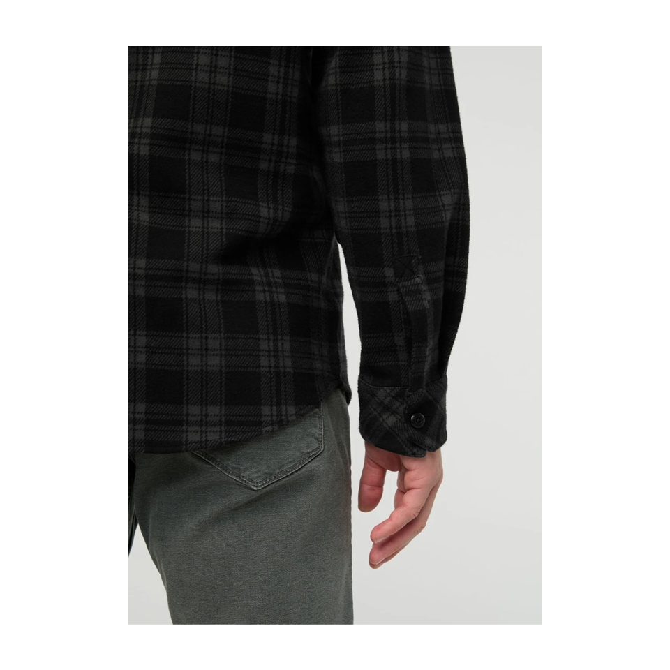 DUER Men's Performance Flannel Overshirt Black Plaid