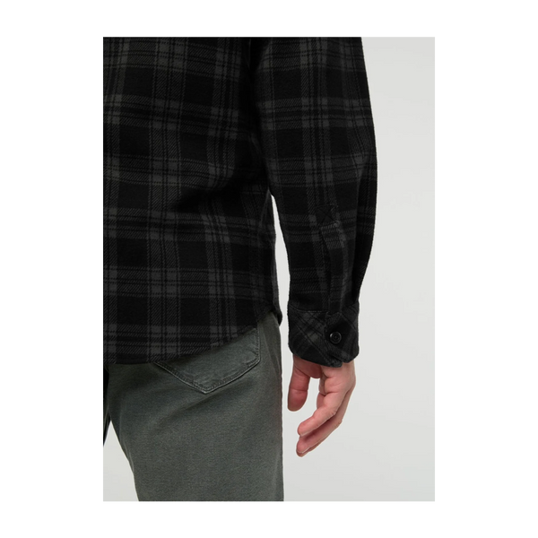 DUER Men's Performance Flannel Overshirt Black Plaid