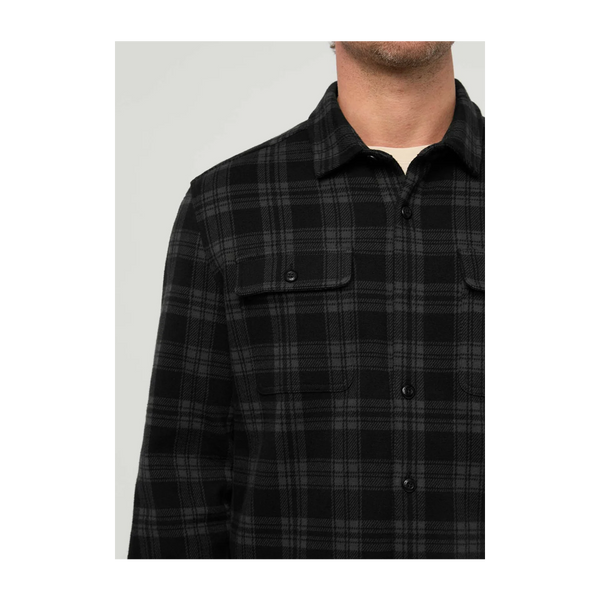 DUER Men's Performance Flannel Overshirt Black Plaid