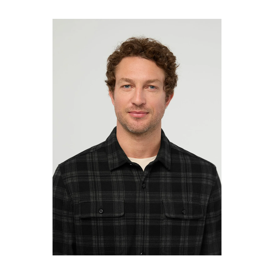 DUER Men's Performance Flannel Overshirt Black Plaid