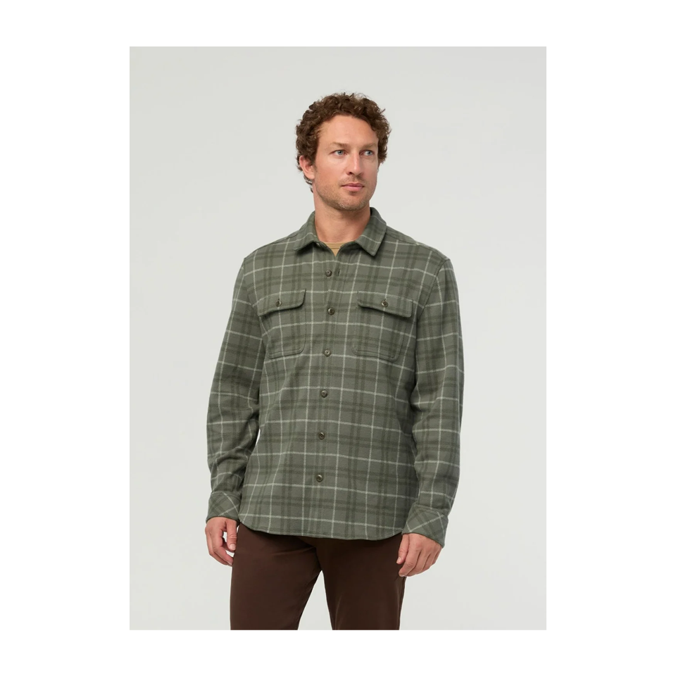 DUER Men's Performance Flannel Overshirt Thyme Plaid Main image