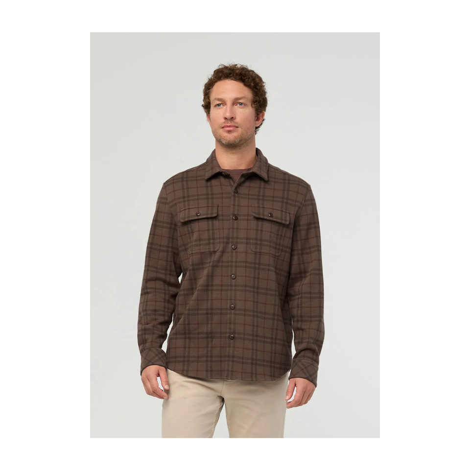 DUER Men's Performance Flannel Overshirt Stout Plaid