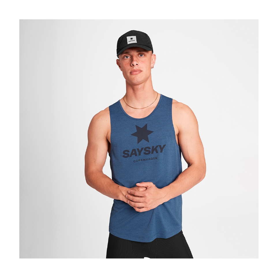 SAYSKY Men's Logo Combat Pro Singlet Blue
