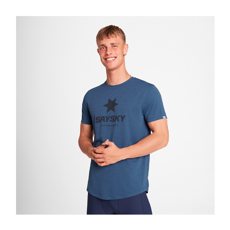SAYSKY Men's Logo Combat Pro T-Shirt Blue