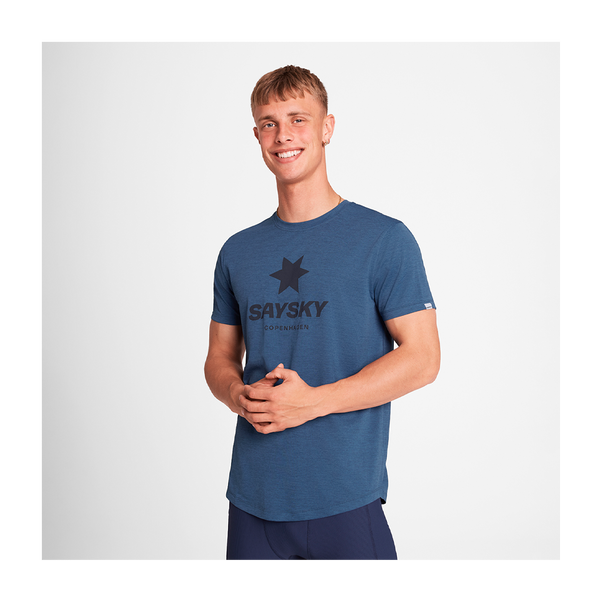 SAYSKY Men's Logo Combat Pro T-Shirt Blue