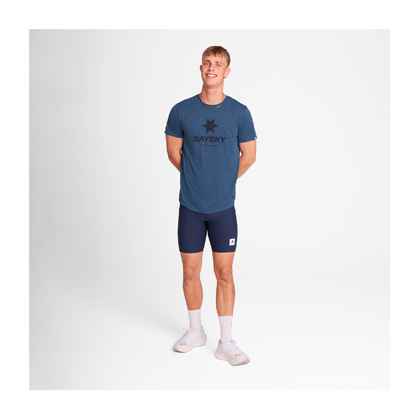 SAYSKY Men's Logo Combat Pro T-Shirt Blue