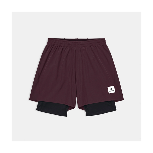 SAYSKY Men's 2 in 1 Pace Shorts 5" Burgundy