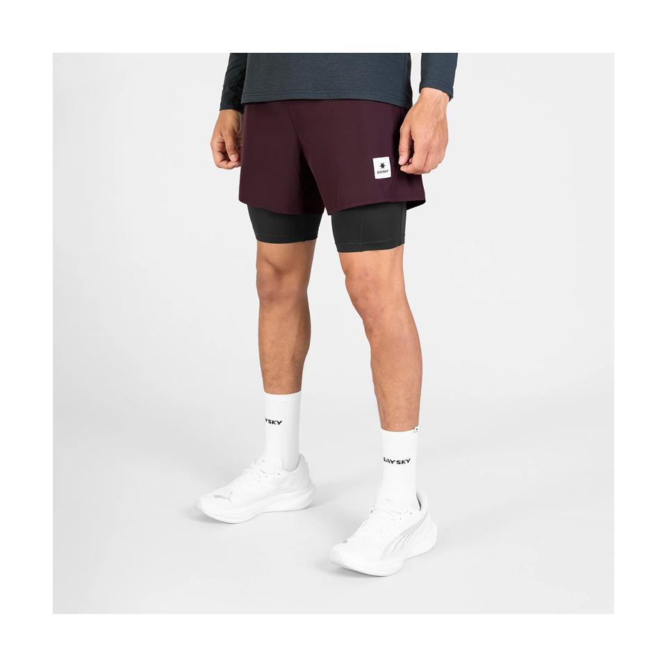 SAYSKY Men's 2 in 1 Pace Shorts 5" Burgundy