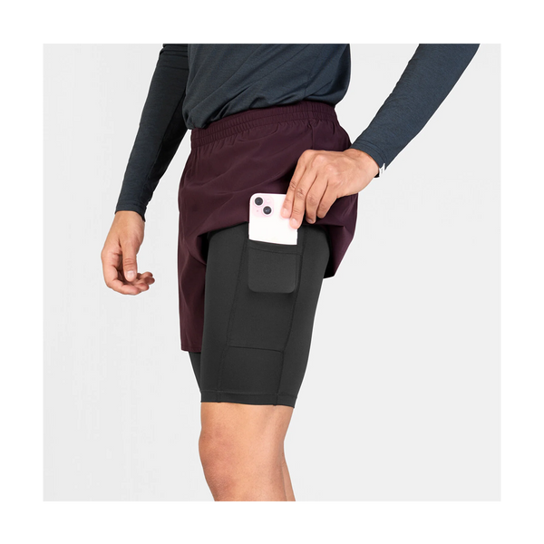 SAYSKY Men's 2 in 1 Pace Shorts 5" Burgundy
