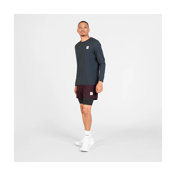 SAYSKY Men's 2 in 1 Pace Shorts 5" Burgundy