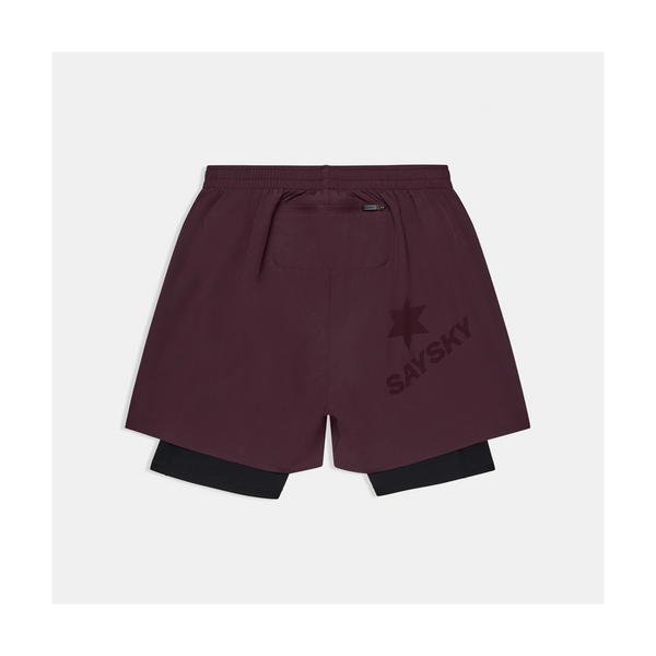 SAYSKY Men's 2 in 1 Pace Shorts 5" Burgundy