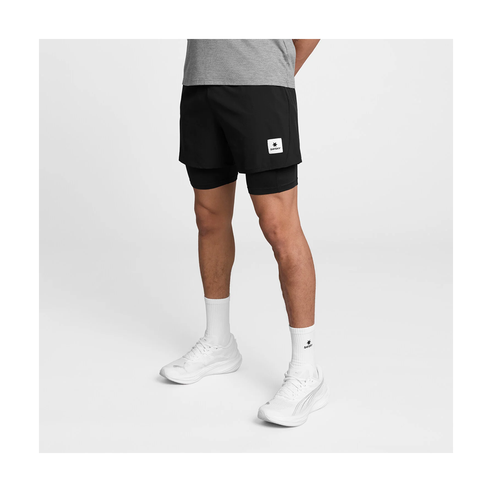 SAYSKY Men's 2 in 1 Pace Shorts 5'' Black
