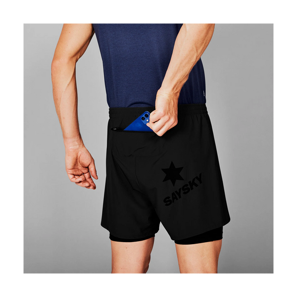 SAYSKY Men's 2 in 1 Pace Shorts 5'' Black
