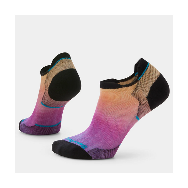 Smartwool Women's Run Ombre Print Low Ankle Socks Zero Cushion Tandoori Orange