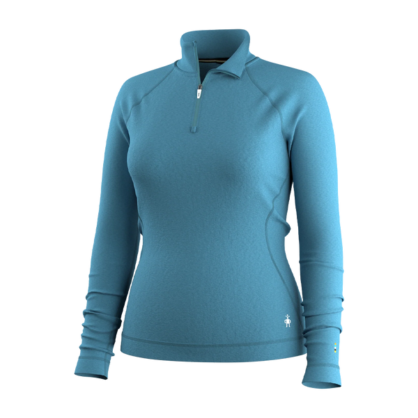 Smartwool Women's Classic Thermal Merino Base Layer 1/4 Zip Mineral Blue Heather