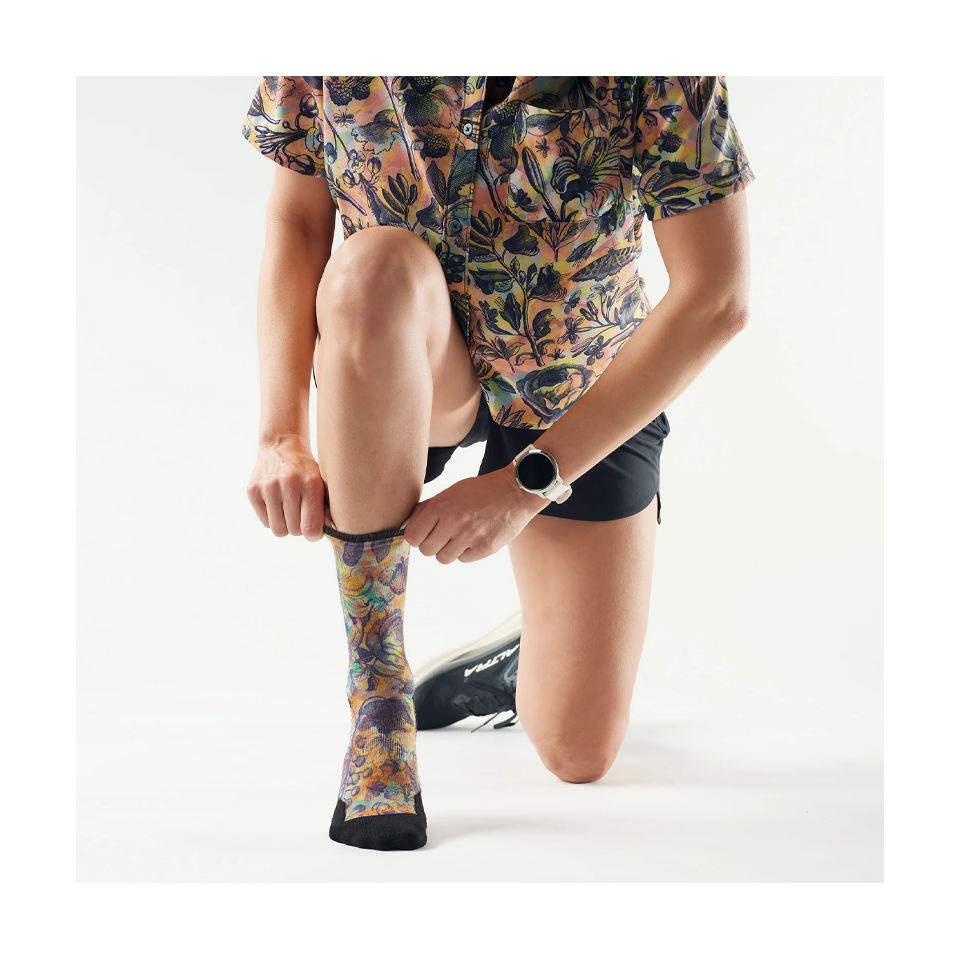 Smartwool Women's Trail Run Floral Party Print Crew Socks Targeted Cushion Multi Colour