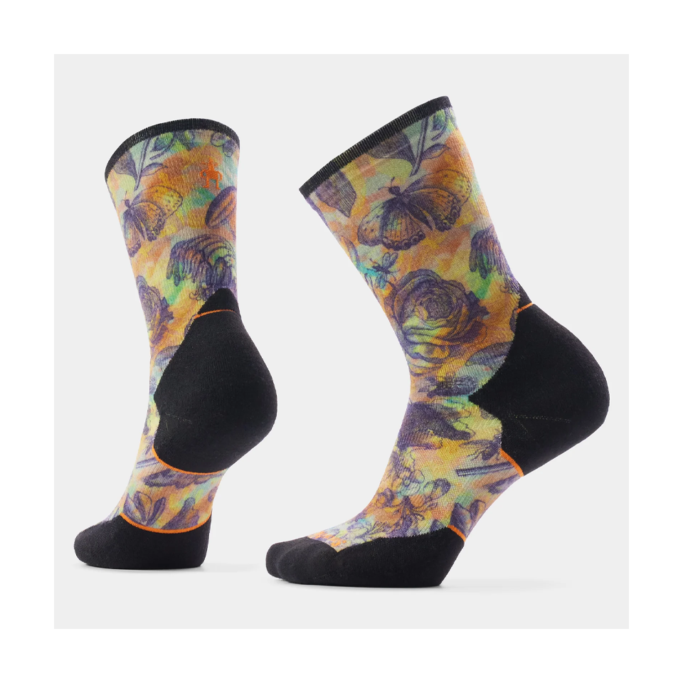 Smartwool Women's Trail Run Floral Party Print Crew Socks Targeted Cushion Multi Colour