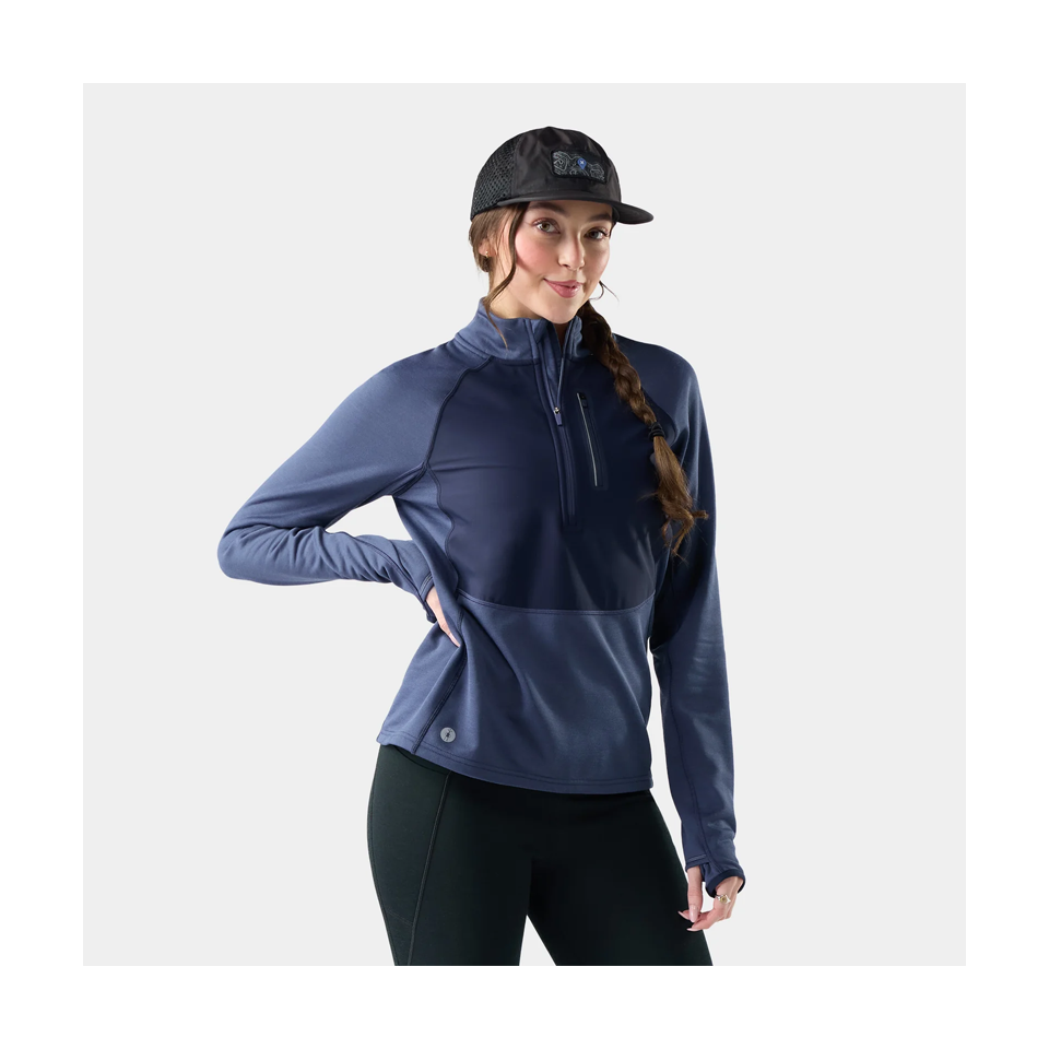 Smartwool Women's Active Fleece Wind 1/2 Zip Nightfall Blue/Deep Navy